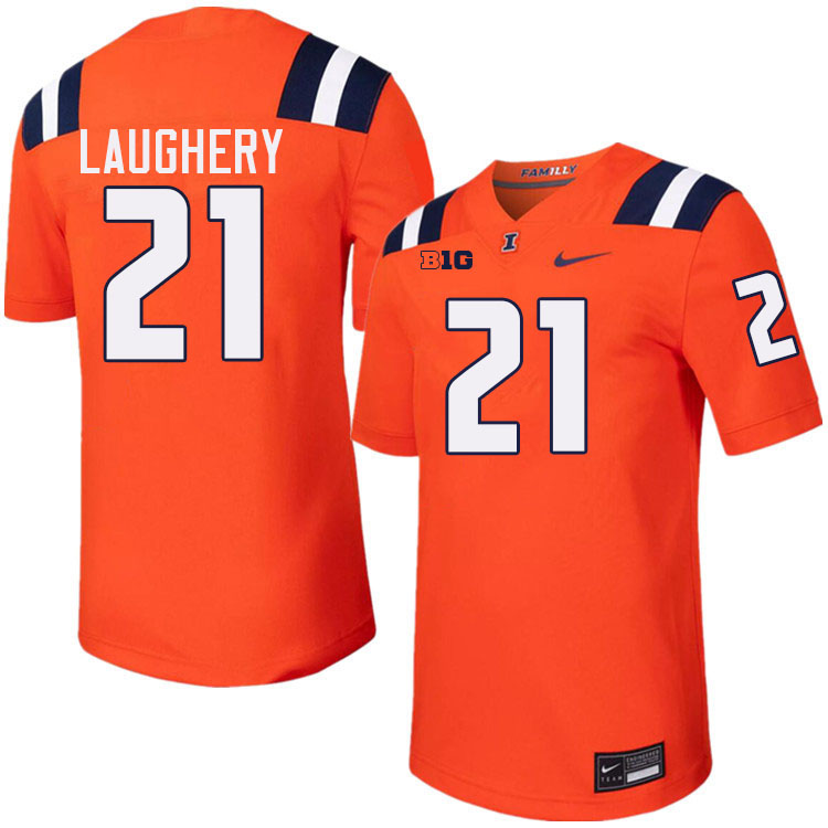 Men #21 Aidan Laughery Illinois Fighting Illini College Football Jerseys Stitched-Orange